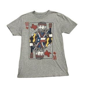 King of Texas Willie Nelson Graphic T-Shirt Unisex Small Gray Short Sleeve